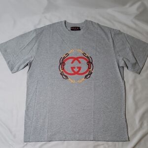 Gucci Cotton Jersey T Shirt With Print In Grey Mélange